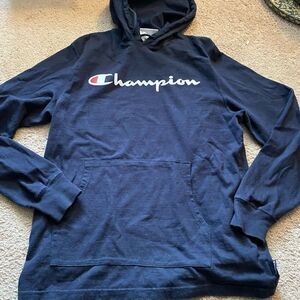 Champion logo navy blue womens hoodie size medium